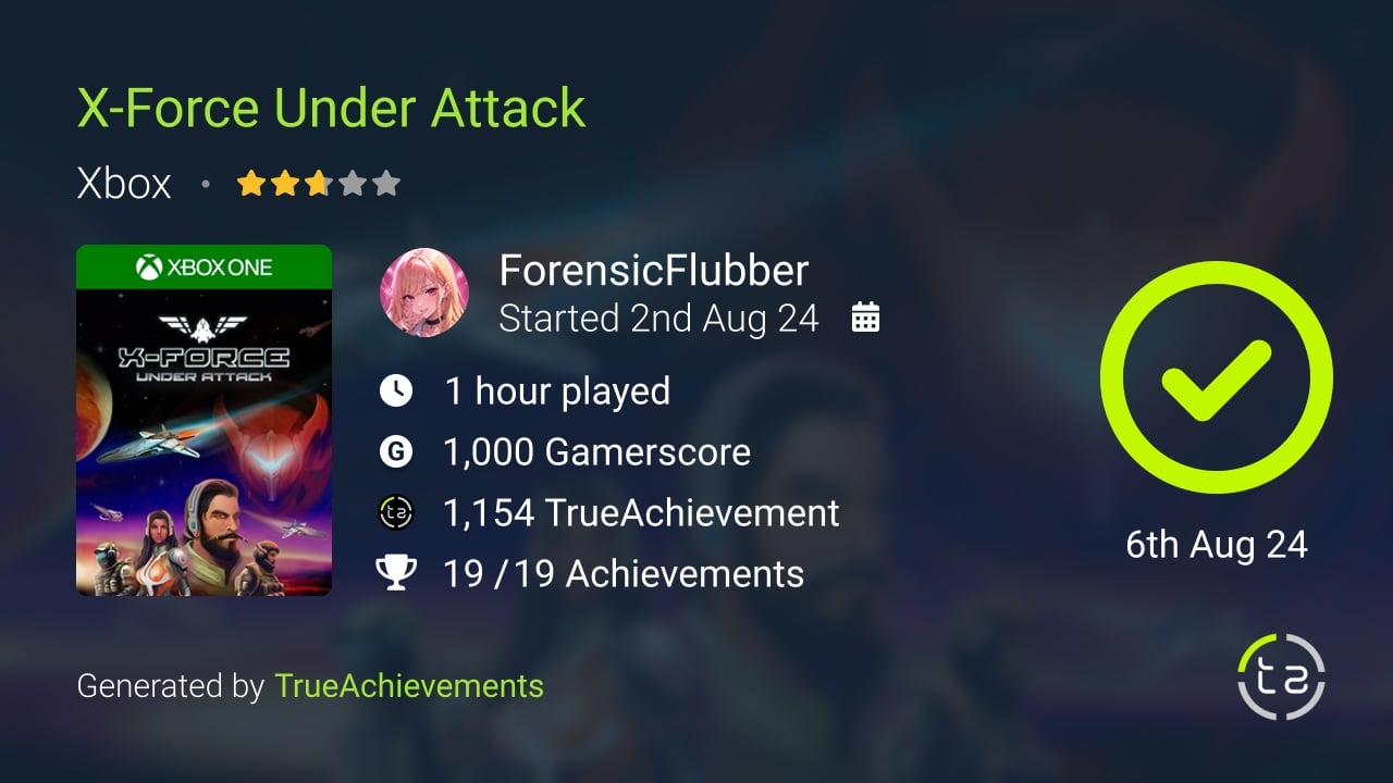 X-Force Under Attack achievement summary